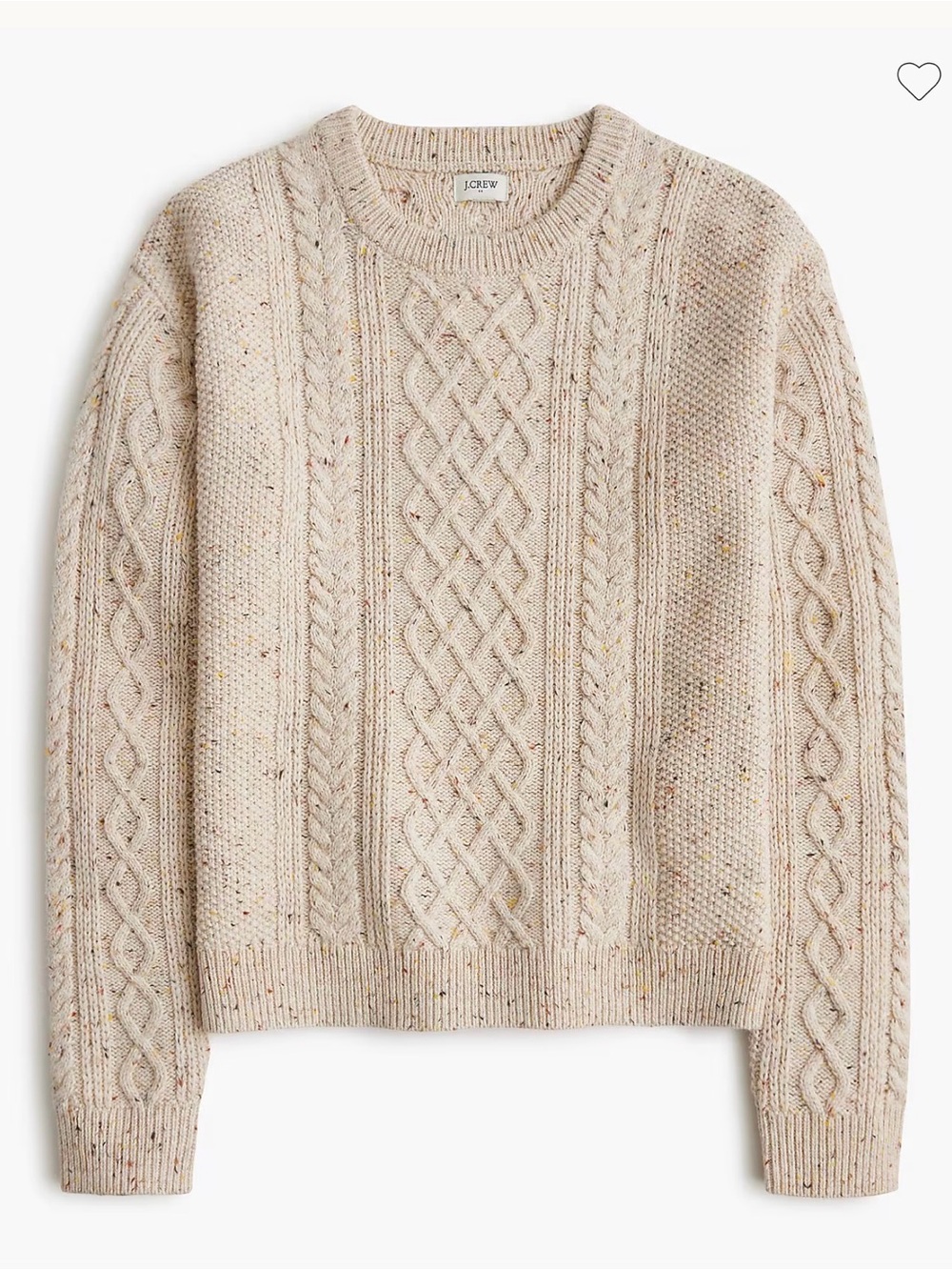 J. Crew cream oatmeal Donegal cable crewneck sweater Small